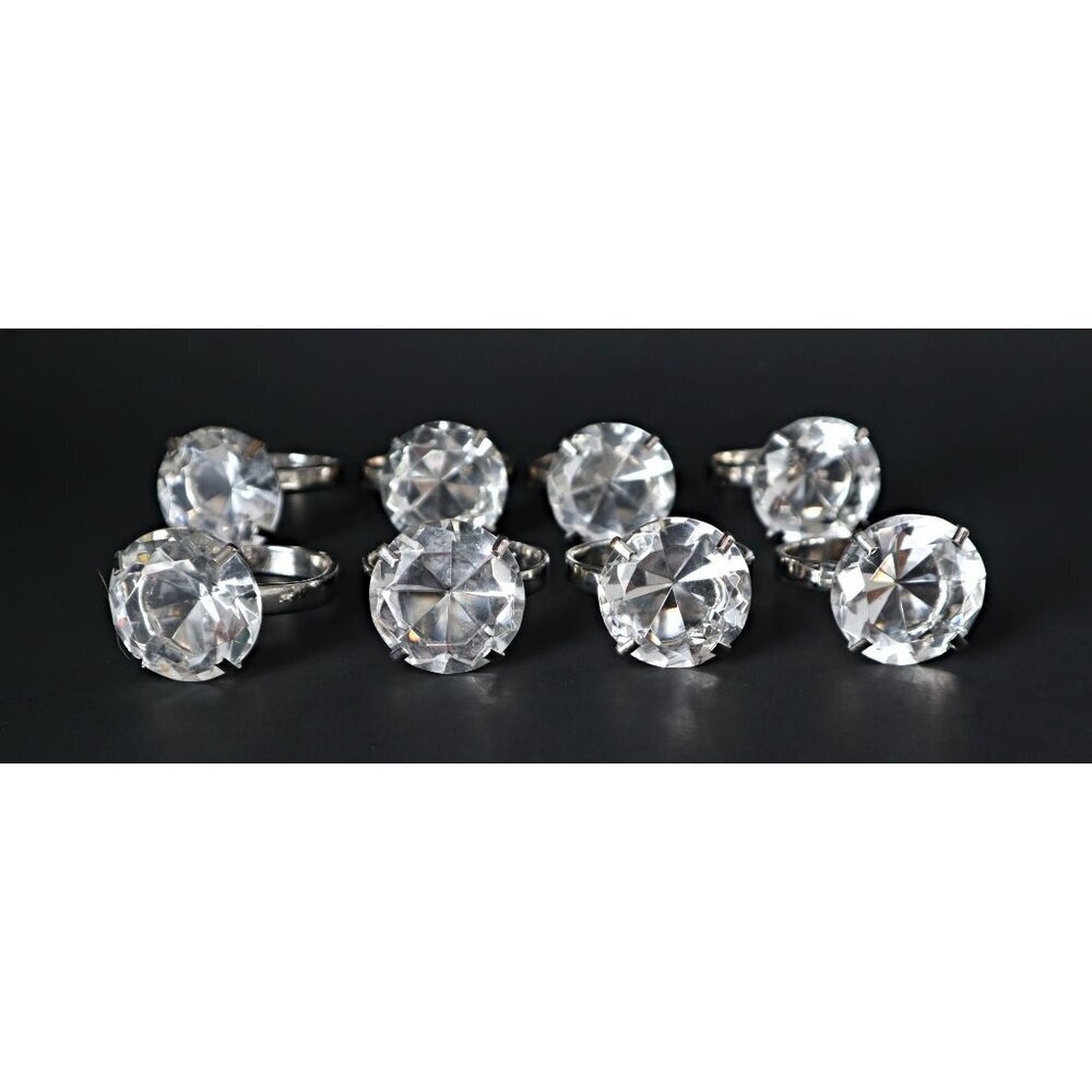 8 Diamond Design Silver Plated Napkin Rings Holders